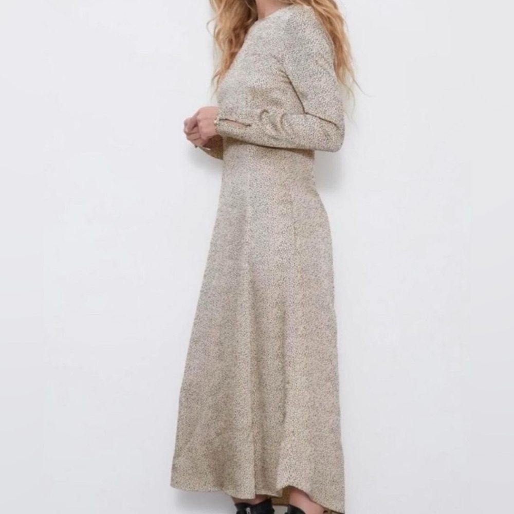 Zara cream and black speckled maxi dress